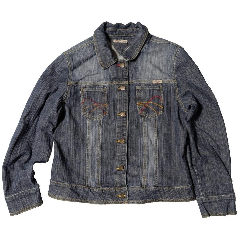 VTG Tommy‎ Hilfiger Denim Christine Women XL Blue Jean Jacket Made In Canada